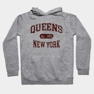 Queens NY Vintage Distressed Retro Print Hoodie